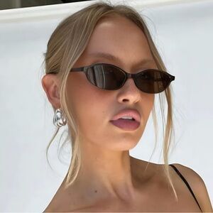 Retro Oval Frame Sunglasses Fashion Personalized Trendy Small Frame Sunglasses
